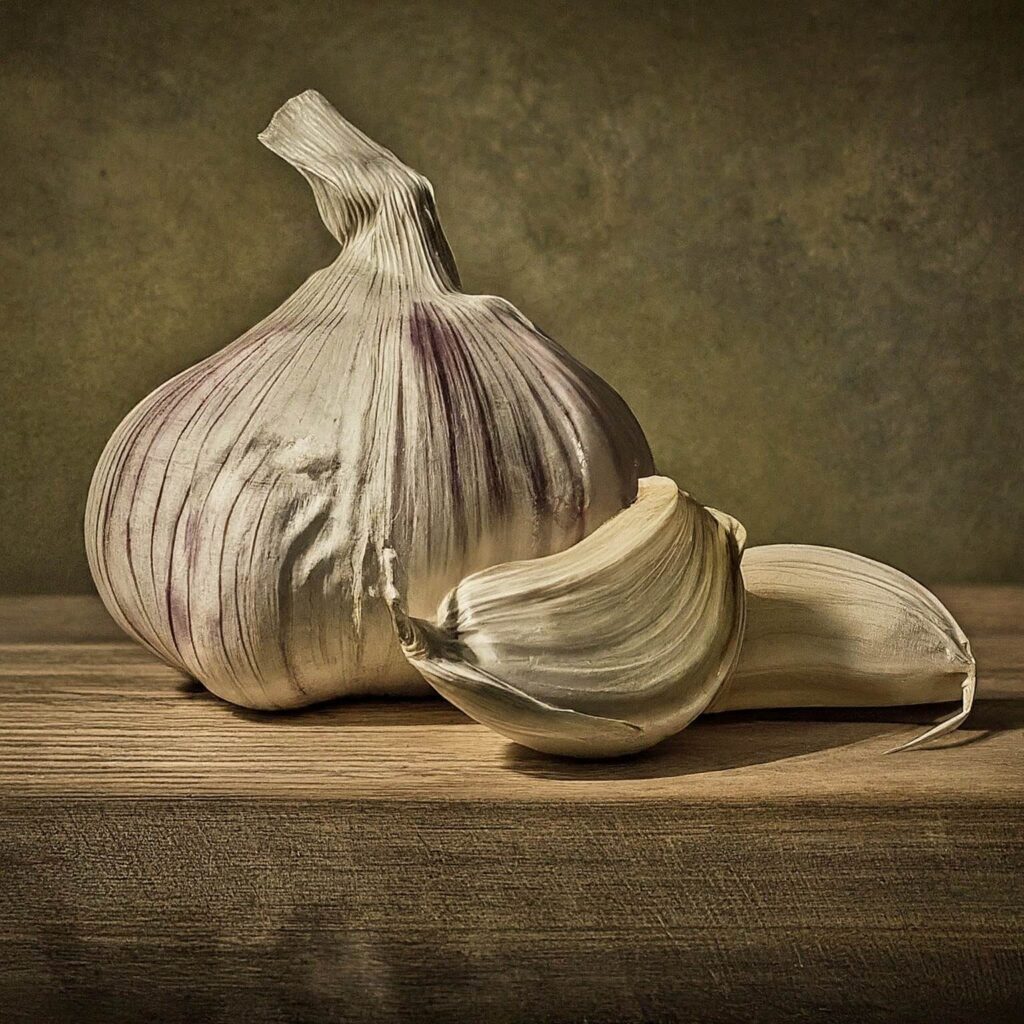 Garlic is a common spice used in Mediterranean food. 