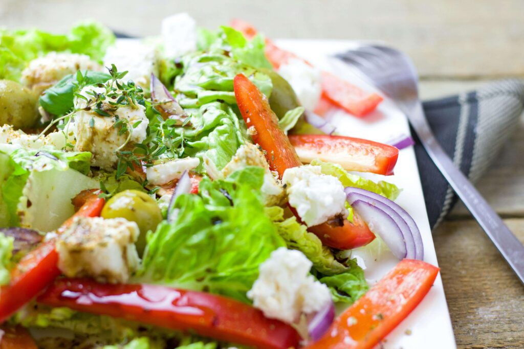 Greek Salad is a healthy and hearty meal you can get at Cafesano in Dulles and Reston, VA. 