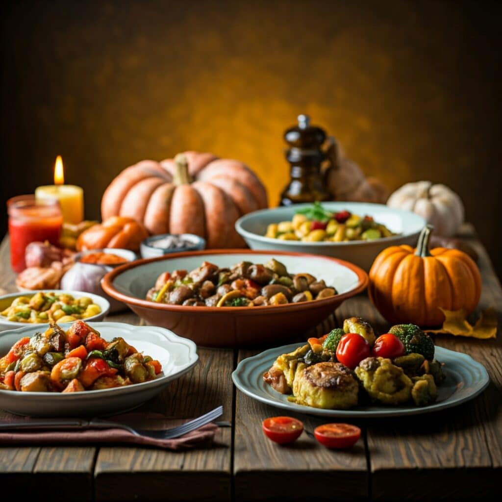 A table scape of Mediterranean dishes perfect for fall in Northern Virginia.