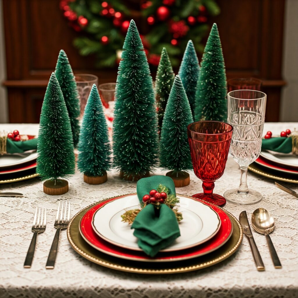 Table set for Christmas ready for traditional Mediterranean food. 